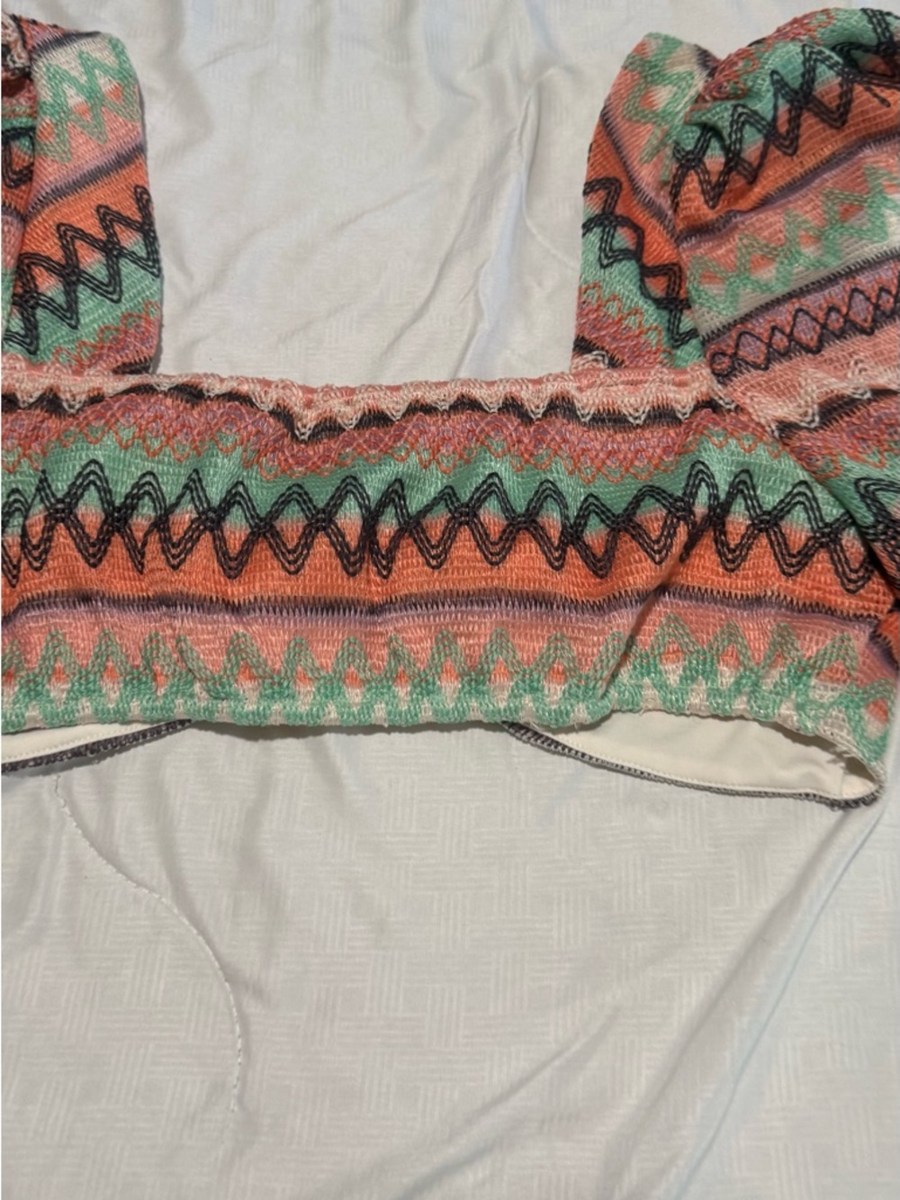 River Island Coral Mint Patterned Crop Top with Ring Detail - Picture 5 of 5